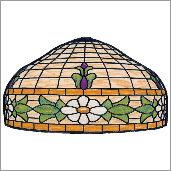 Worden - Floral Border - B24 - Pattern on 1/6 Sectional Lamp Form