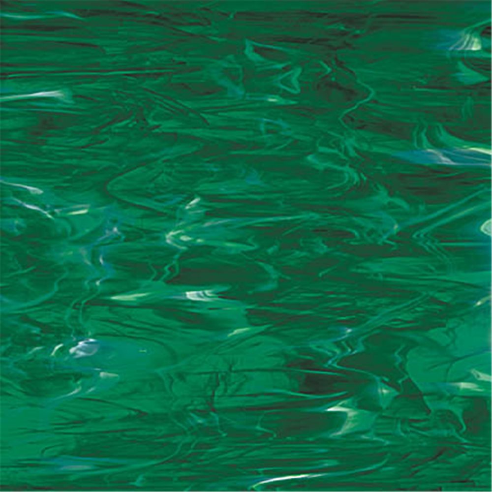 Spectrum Hunt Green Swirl with White Wispy - 3mm - Non-Fusible Glass Sheets