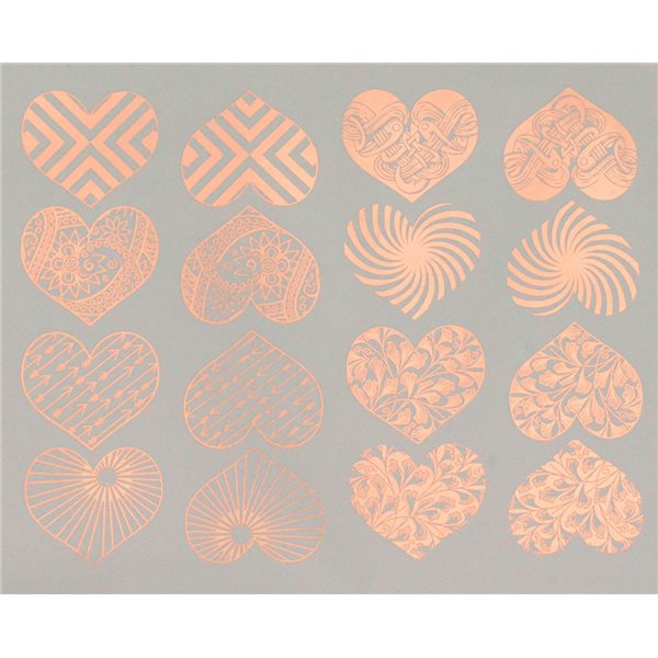 Decal - Hearts - Copper - 14x10 cm