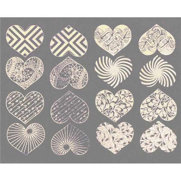 Decal - Hearts - Platinum - 14x10 cm